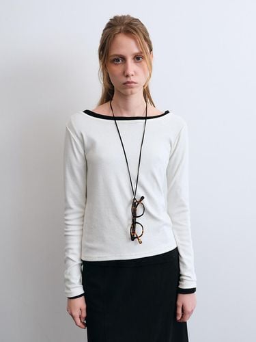 Boat neck wool jersey top (-) - LENUEE - Modalova