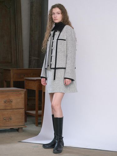 SET] Velvet Collar Wool Jacket & Dress - VOCAVACA - Modalova