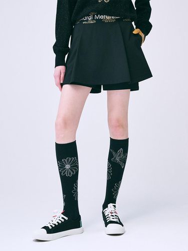 A LINE MINI SKIRT JACQUARD BAND ALL FLOWERS_BLACK - Mardi Mercredi Actif - Modalova