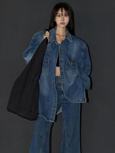 Flap pocket loose fit denim shirt - LANGER - Modalova