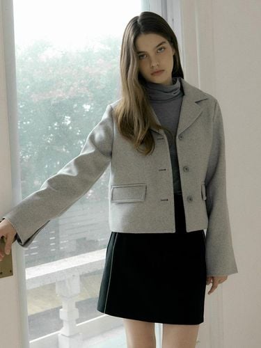 Classic Short Tailored Wool Coat [Light Gray] - REORG - Modalova