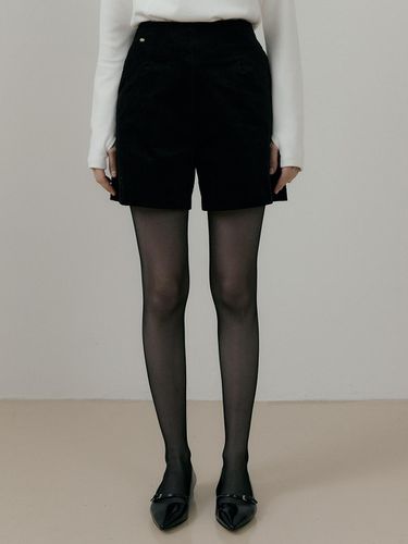 Cotton Velvet Flared Shorts [Black] - REORG - Modalova