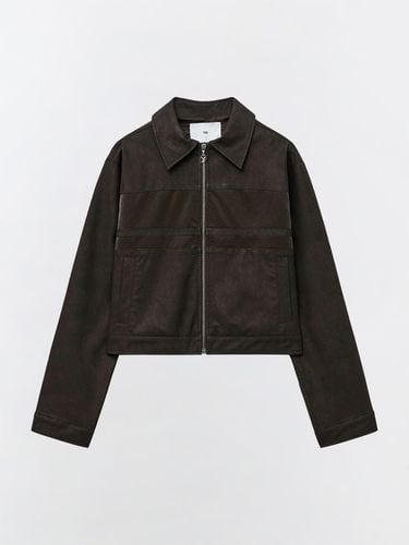 COLLAR LINE LEATHER LOOSE FIT JACKET - YUSE - Modalova