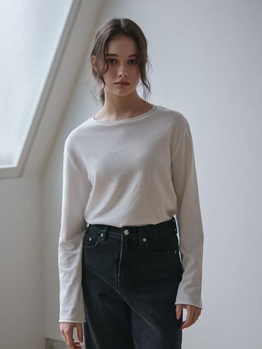 RAW EDGE LONG SLEEVE T-SHIRT_White - VEM.VER - Modalova