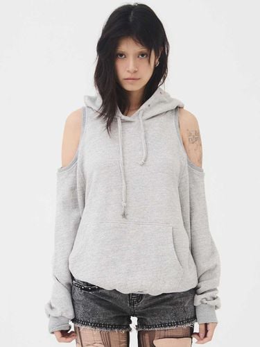 Cut - Out Hoodie Melange Grey - EXPIRED GIRL - Modalova