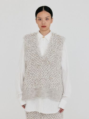 ZIJI V - neck Knitted Vest - Grey - EENK - Modalova