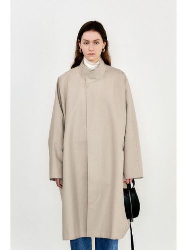 Oversize Cotton Blended Beige Coat - J KOO - Modalova