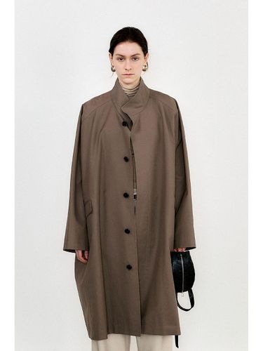 Oversized Cotton Blended Brown Coat - J KOO - Modalova