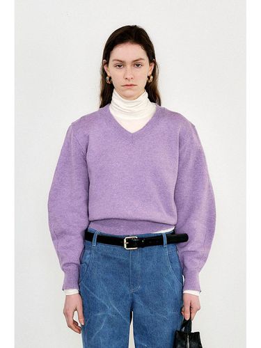 Purple round sleeve V-neck sweater - J KOO - Modalova