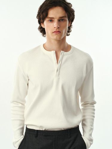 M, C For men, Henley Neck Ribbed T - shirt / Wh - MOONSUN - Modalova