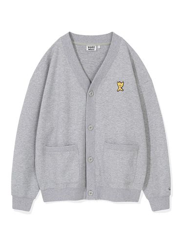 Jersey V-neck pocket cardigan gray - Wacky Willy - Modalova