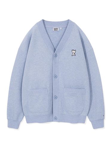 Jersey V-neck pocket cardigan blue - Wacky Willy - Modalova