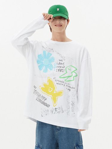 Logo Graphic Long Sleeve T-shirt White - Wacky Willy - Modalova