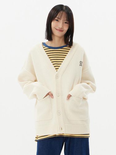 Basic V-neck cardigan_Light Beige - Wacky Willy - Modalova