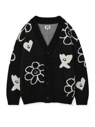 Flower PATTERN V-neck cardigan - Wacky Willy - Modalova