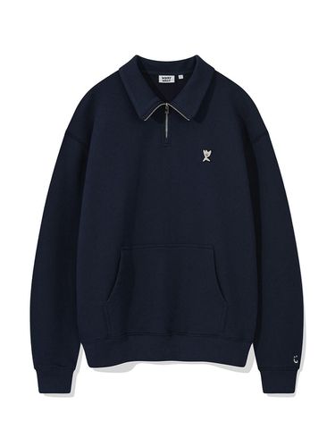 Basic Logo Wappen Half Zip-Up Navy - Wacky Willy - Modalova