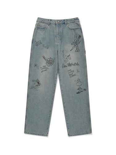 Graphic denim pants blue - Wacky Willy - Modalova