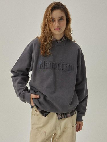 Oversized Logo Appliqu Cotton Sweatshirt [Grey] (3324) - MAGOODGAN - Modalova