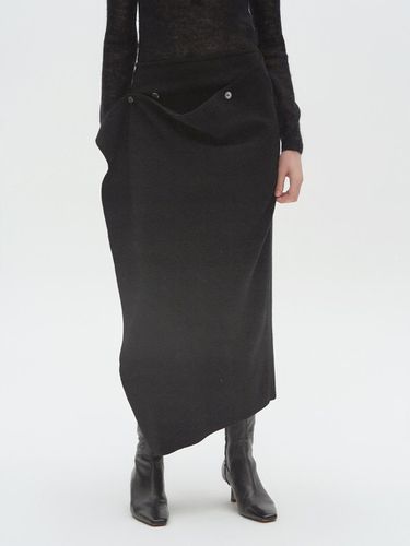 Drapped button Wrap Skirt Black - JRIUM - Modalova