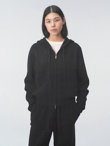 Wool Textured Hooded Zip-Up Knitwear - JRIUM - Modalova