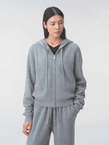 Wool Textured Hooded Zip-Up Knitwear - JRIUM - Modalova