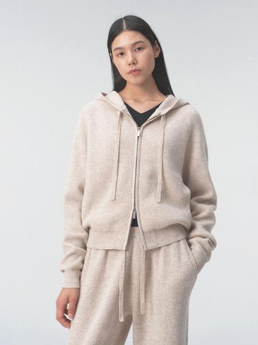 Wool Textured Hooded Zip-Up Knitwear - JRIUM - Modalova