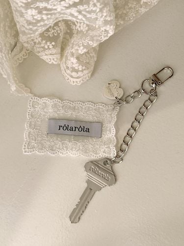 HEART LACE LABEL KEYRING SILVER - ROLAROLA - Modalova