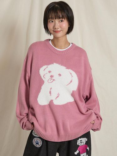 Hairy Maltese Graphic Knit Pink - WAIKEI - Modalova