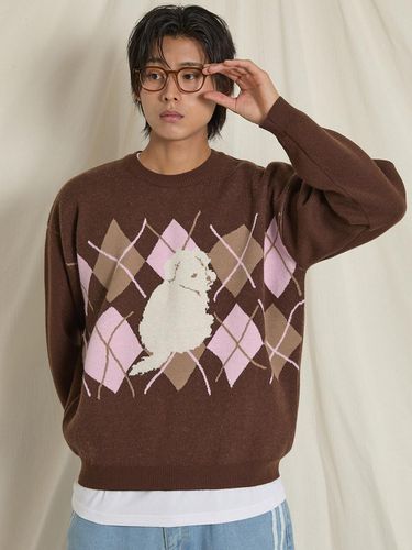 Maltese Argyle Crewneck Knit Brown - WAIKEI - Modalova