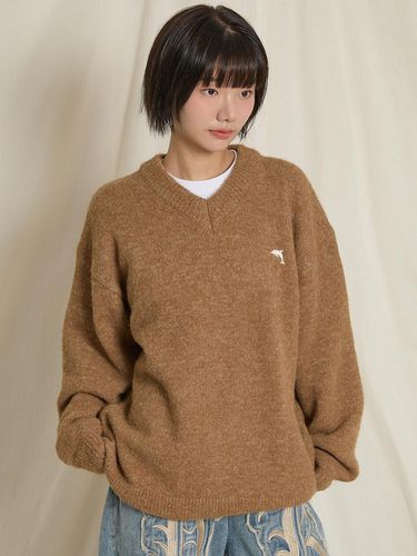 Dolphin Hairri V-Neck Knit Beige - WAIKEI - Modalova