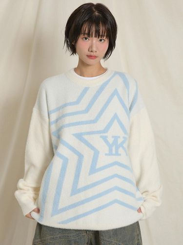 Hairy Star Graphic Knit White - WAIKEI - Modalova