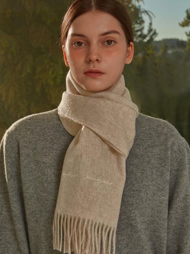 VIRGIN WOOL 100 scarf_LIGHT brown - White Project - Modalova