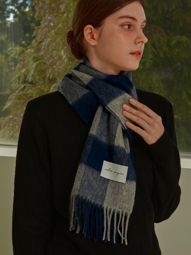 PATTERN VIRGIN WOOL Scarf_NAVY - White Project - Modalova