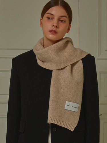 VIRGIN WOOL KNIT scarf_Light Brown - White Project - Modalova