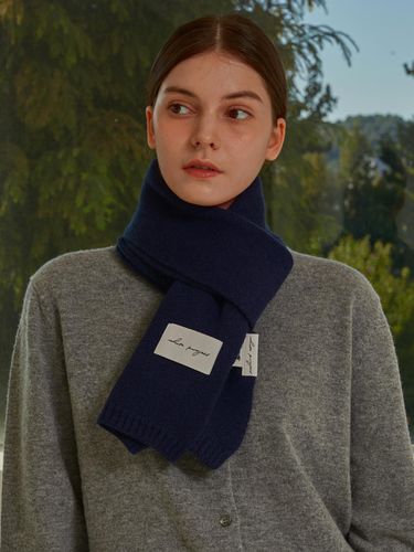 VIRGIN WOOL KNIT Scarf_NAVY - White Project - Modalova