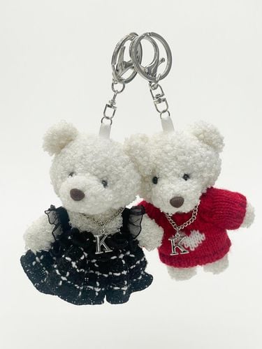 Layered] White Mini Teddy Bear Keyring Keychain - KOLEAT - Modalova