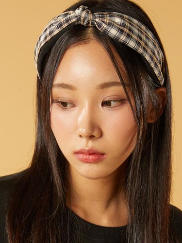 Bandana Preppy Checkered Hairband Headband [BLACK] - KOLEAT - Modalova