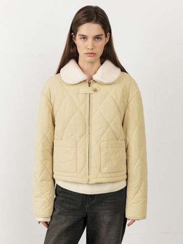 Fur Collar Quilted Pocket Jumper - CITYBREEZE - Modalova