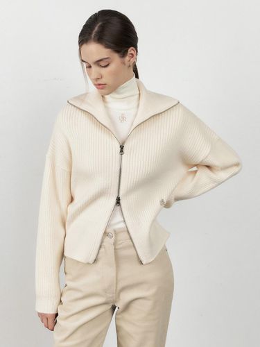 Ribbed Wool Zip-up Cardigan - CITYBREEZE - Modalova