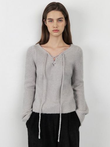 Boucle Western Lace-up Knit - Grey - CITYBREEZE - Modalova