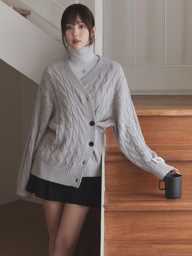 Wool Cable Two-way Wrap Cardigan - CITYBREEZE - Modalova