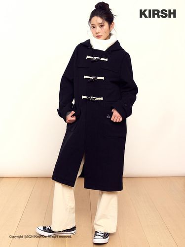 Hooded Toggle Long Coat [Black] - KIRSH - Modalova