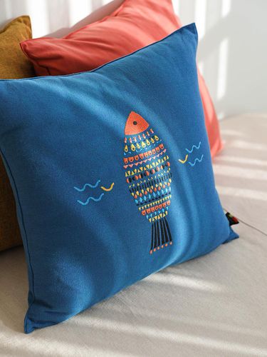 Cotton Embroidered Cushion Cover Deep dive - ORIGO - Modalova