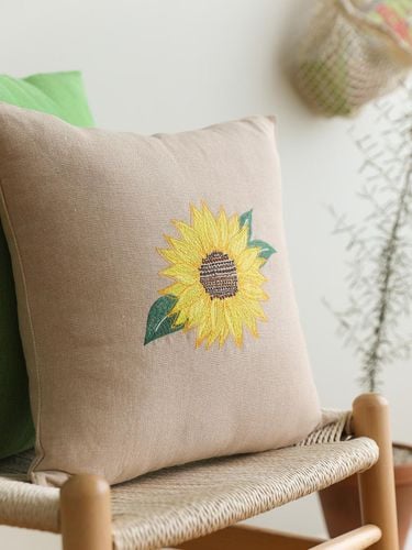 Embroidery Cushion Cover 40x40 Sunflower - ORIGO - Modalova