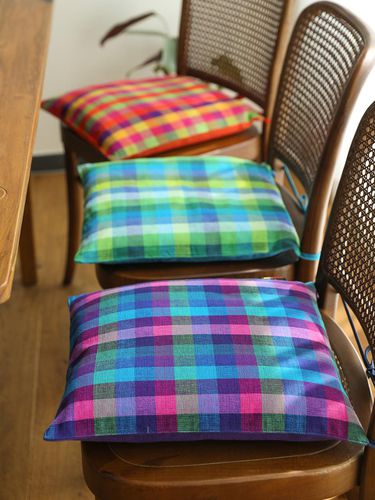 Pure cotton checked string chair cushion - ORIGO - Modalova