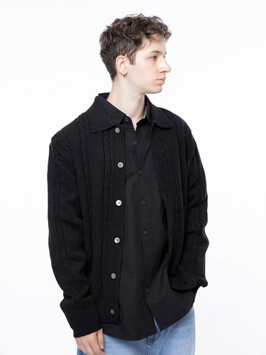 Dense Cable Collar - neck Cardigan - Black / M243O - Chance’s noi - Modalova