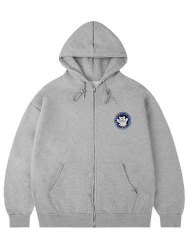 Unisex B patch Cotton Blend Zip-Up Hoodie [] - GRAVER - Modalova