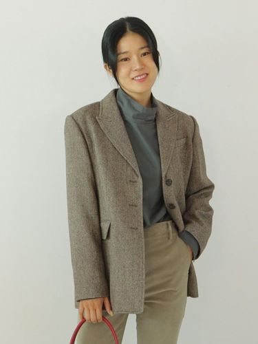 Wool Herringbone Tailored Jacket_BROWN - ARTID - Modalova