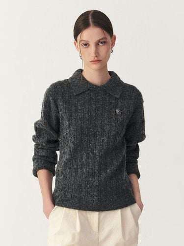 Collar Point Cable Knit_CHARCOAL - ARTID - Modalova