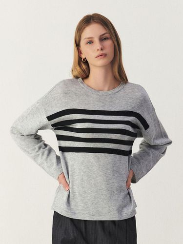 Round Neck Stripe Knitwear_GREY CHARCOAL - ARTID - Modalova